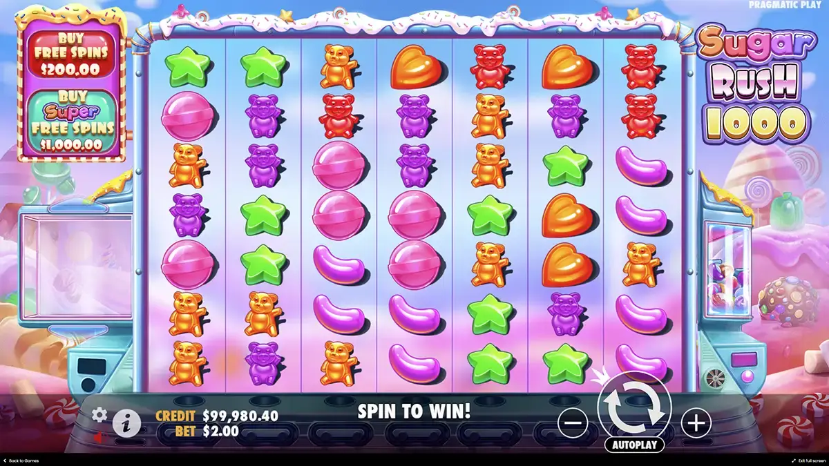 Χαρακτηριστικά της δοκιμαστικής έκδοσης του Sugar rush 1000